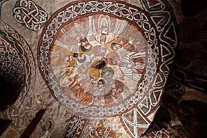 Ancient wall paintings in the monolithic church Abuna Yemata Guh in Tigray Region, Ethiopia