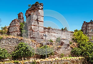 Ancient walls of Constantinople in Istanbul