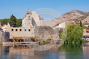 Ancient walls of Old Town of Trebinje and Trebisnjica river. Bosnia and Herzegovina, Republika Srpska