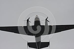 Ancient warplanes in sky