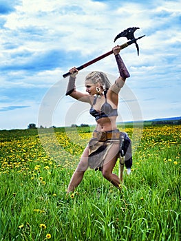 Ancient warrior female barbarian. photo