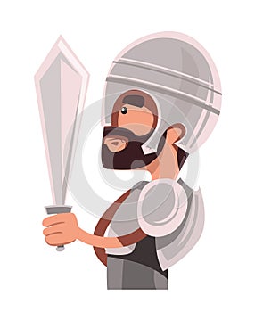 Ancient warrior in full armour illustration cartoon character
