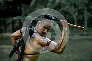 Ancient warrior man of soldier of Bang Rachan District Thailand
