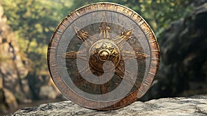 Ancient warrior shield, Ancient warrior shield with Celtic knot pattern.