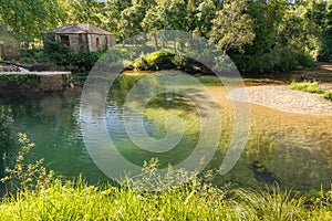 Ancient Water mill in Tamuxe or Carballas River in O Rosal.