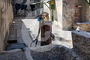 ancient water pump in Old City of Jerusalem