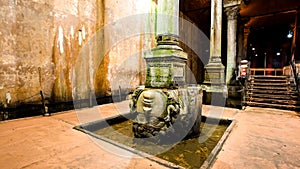 Ancient water storage Basilica Cistern in Istanbul Turkey