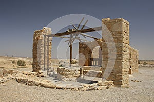 Ancient water well in castle Qasr Amra, desert castle near Amman