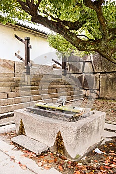 Ancient water wells on the inside of the Oteguchi entrance gate