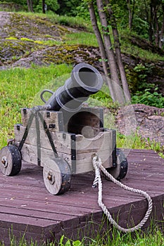 Ancient weapon. A gun. Old weapons in the Park.