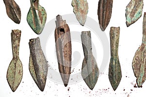 Ancient Weapons. Ancient Scythian Bronze Arrowheads.Ancient artifacts