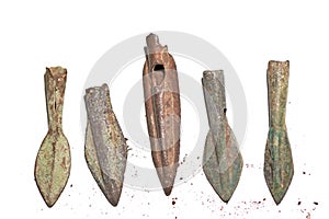 Ancient Weapons. Ancient Scythian Bronze Arrowheads.Ancient artifacts