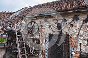 Ancient weapons in Rasnov Fortress, Romania