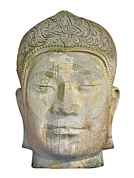 Ancient weather worn stone head artifact