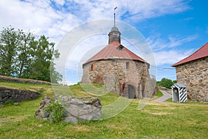 Ancient well near the round tower of Lars Torstennson. Fortress Korela, Priozersk. Leningrad region