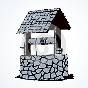 Ancient well. Vector drawing