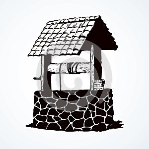 Ancient well. Vector drawing