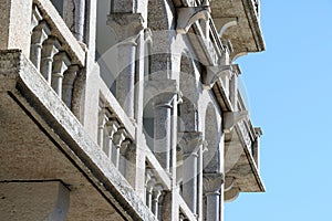 Ancient white house in the old town of Rab, Croatia