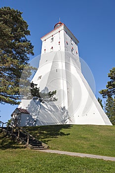 Ancient white lighthouse in Hiiumaa, Estonia