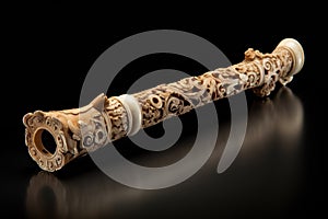 ancient wind instrument, carved from wood and bone