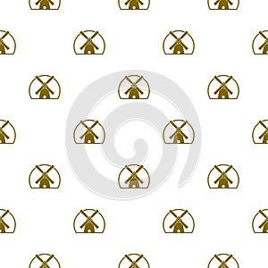 Ancient windmill pattern seamless isolated on white background