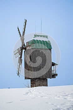 Ancient windmill in Pirogovo ethnographic museum, Ukraine