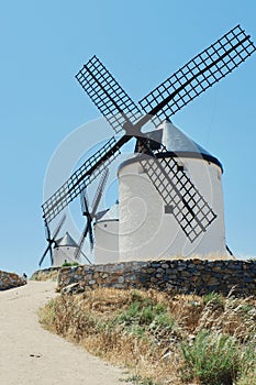 Ancient windmills in Consuegra, Castilla La Mancha, Spain