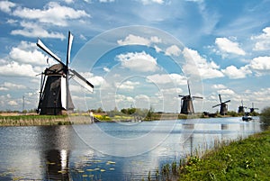 Ancient windmils near Kinderdijk, Netherlands