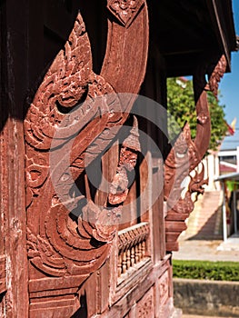 Ancient window of Buddhist temple in Thailand