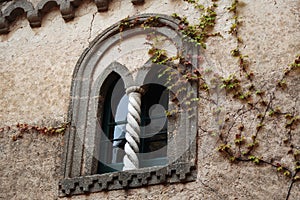 Ancient window of Villa Cimbrone in Ravello, Italy