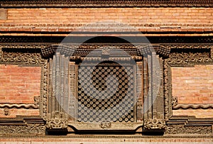 Ancient Windows with beautiful carving in Hanuman Dhoka Durbar photo