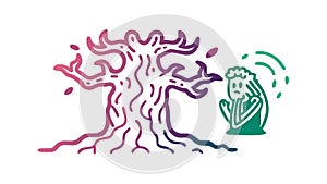 Ancient Wisdom Tree: Mystical Tree with Human Face Vector, vector design Generative AI