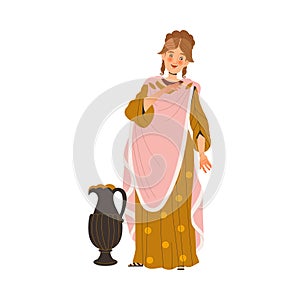 Ancient Woman Roman Character from Classical Antiquity Vector Illustration