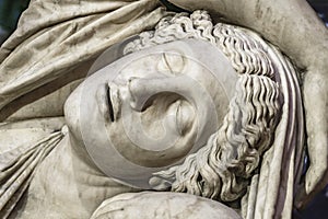 Ancient Woman Sculpture, Art Gallery Interior, Florence, Italy