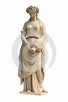 Ancient women statue in white background