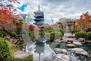 Ancient wood pagoda in Toji temple of unesco world heritage site