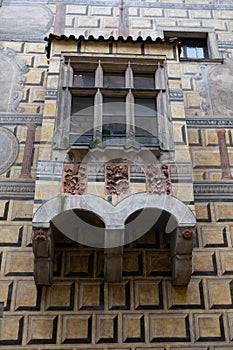 Ancient wood window outside old building