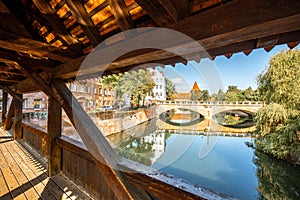 Ancient wooden bridge in Nurnberg, Germany