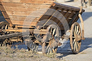 Ancient Wooden cart on a bright day