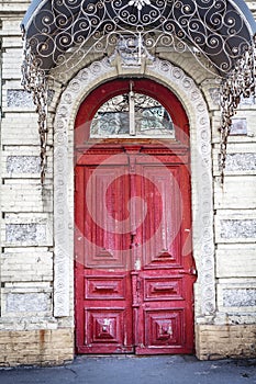 Ancient wooden entrance door