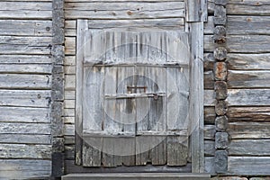 Ancient wooden hatch with hasp