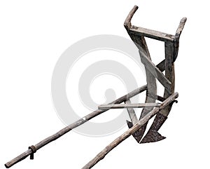 Ancient wooden plough photo