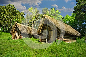 Ancient wooden slavic dwelling in Molpir fortified settlement