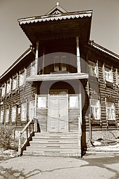 The ancient wooden two-storey house