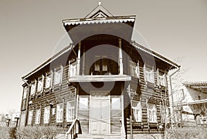 The ancient wooden two-storey house