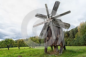 Ancient wooden windmill, Rumsiskes Lithuania