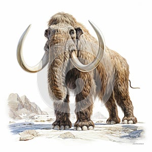 Ancient Woolly Mammoth Illustration In The Style Of David Burdeny