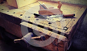 in the ancient workshop of the carpenter photo