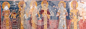 Ancient XVI century fresco in Gelati Monastery Georgia