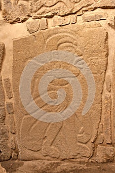 Ancient zapotec relief on the wall in Mexico